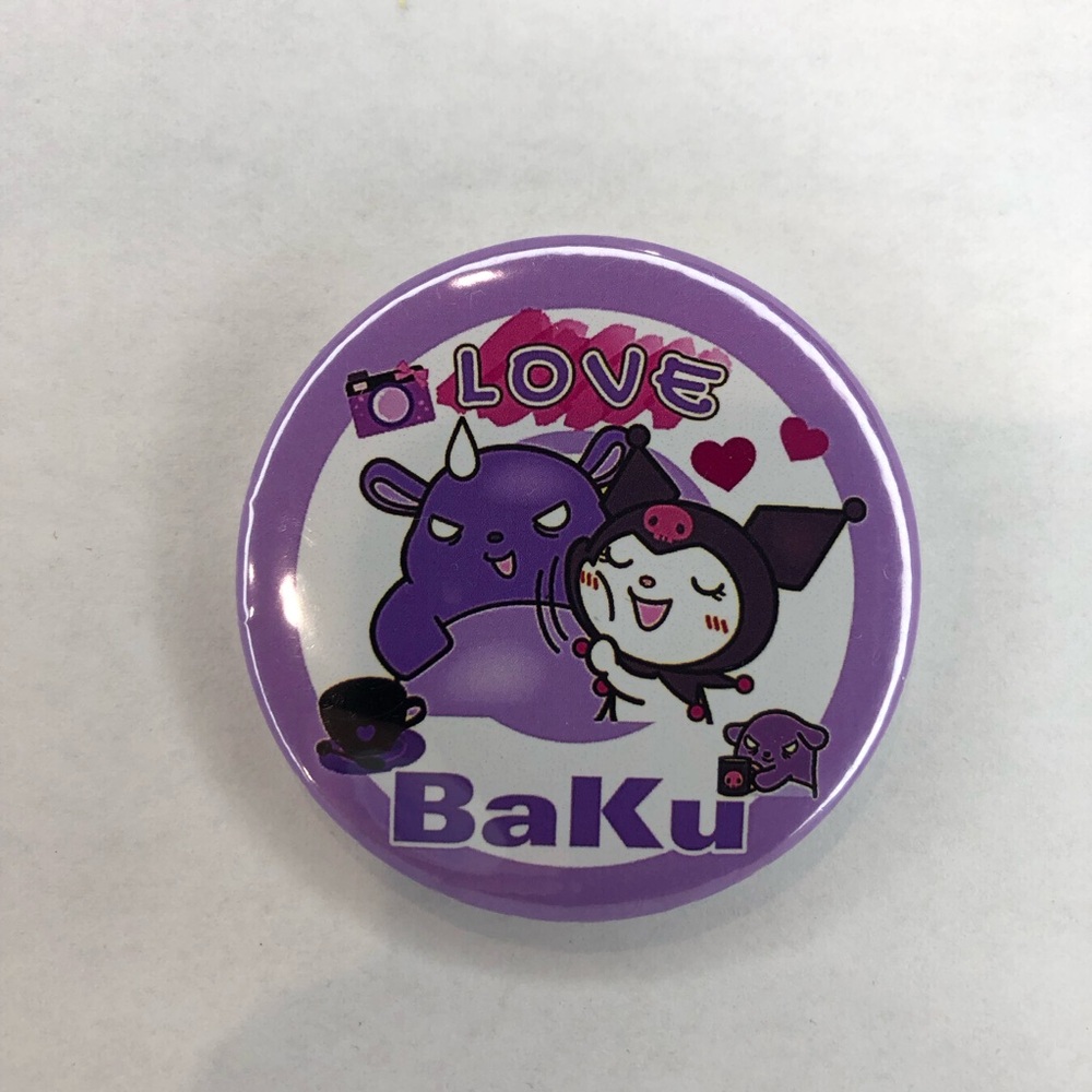 Sanrio Kuromi Hello Kitty Pins 2.5 inches with Plastic Back Purple